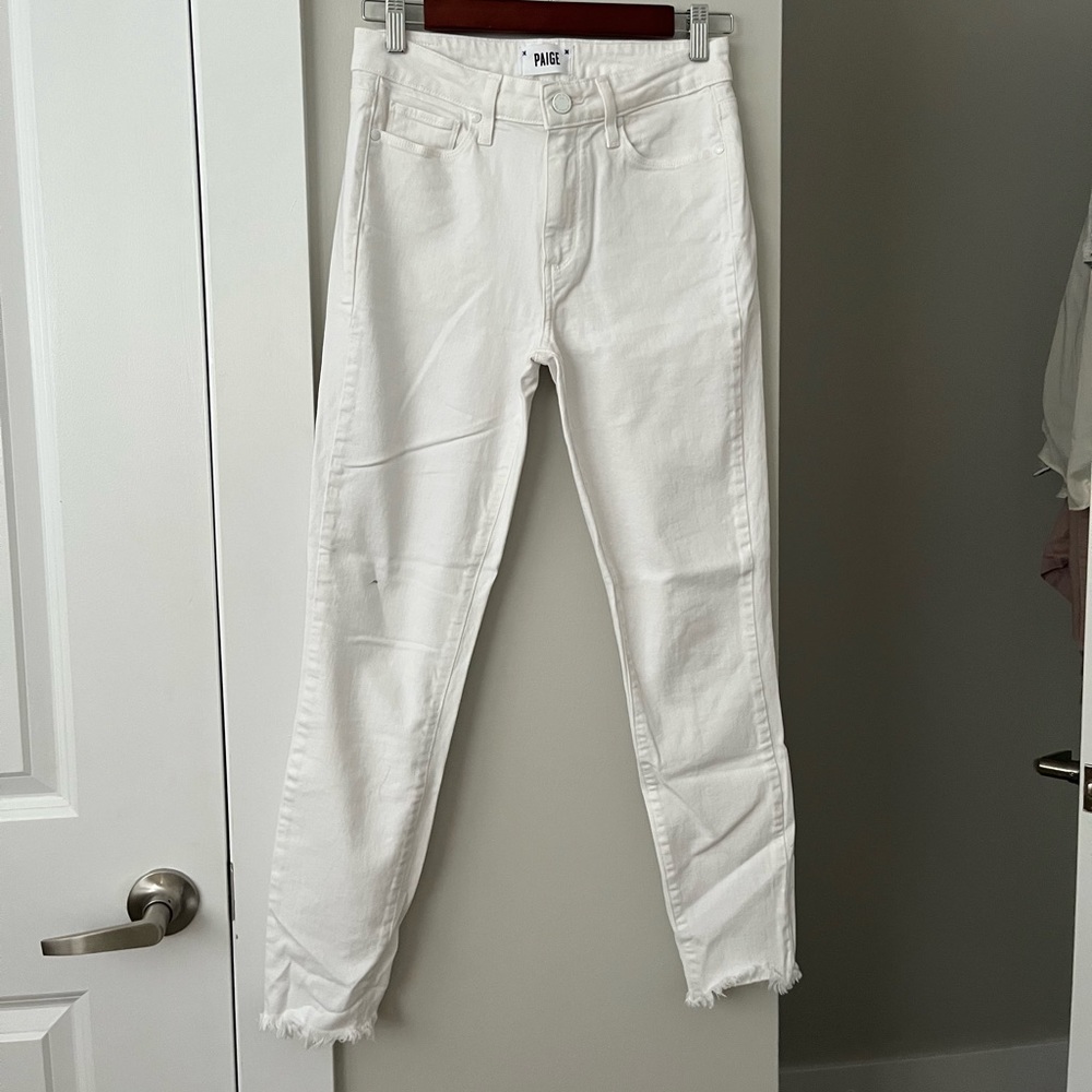 Paige skinny white denim in ankle cut